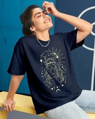 Women's Blue Stardust Soul Graphic Printed T-shirt