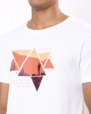 Men's White Wander Geometry T-shirt