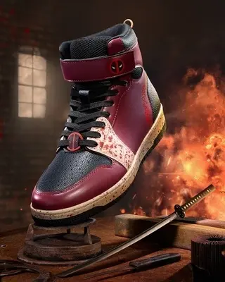 Men's Maroon & Black Deadpool Color Block High Top Sneakers