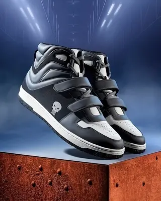 Men's Black & Grey Punisher Color Block High Top Sneakers